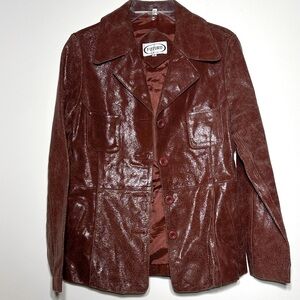 Futuro New York Vintage Leather Blazer Jacket Rust Red M crackled suede